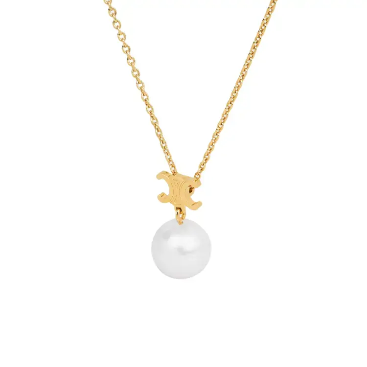 

Ожерелье Les Perles из смолы, жемчуга и латуни с золотым покрытием CELINE