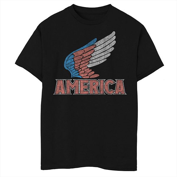 

Футболка с принтом Boys 8-20 Americana red white and blue wings america Licensed Character