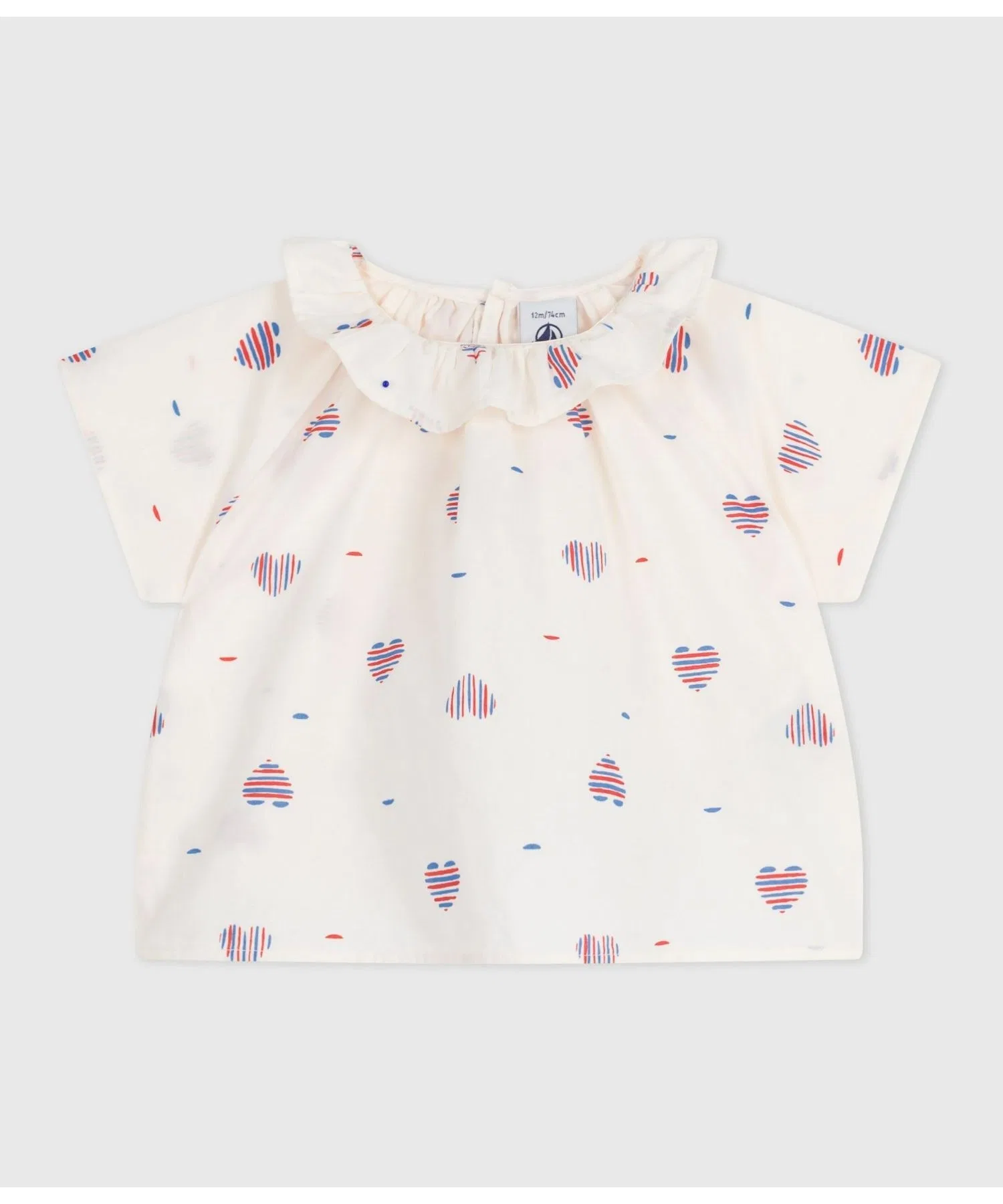 Детская футболка с триколорным сердечным принтом PETIT BATEAU белая
