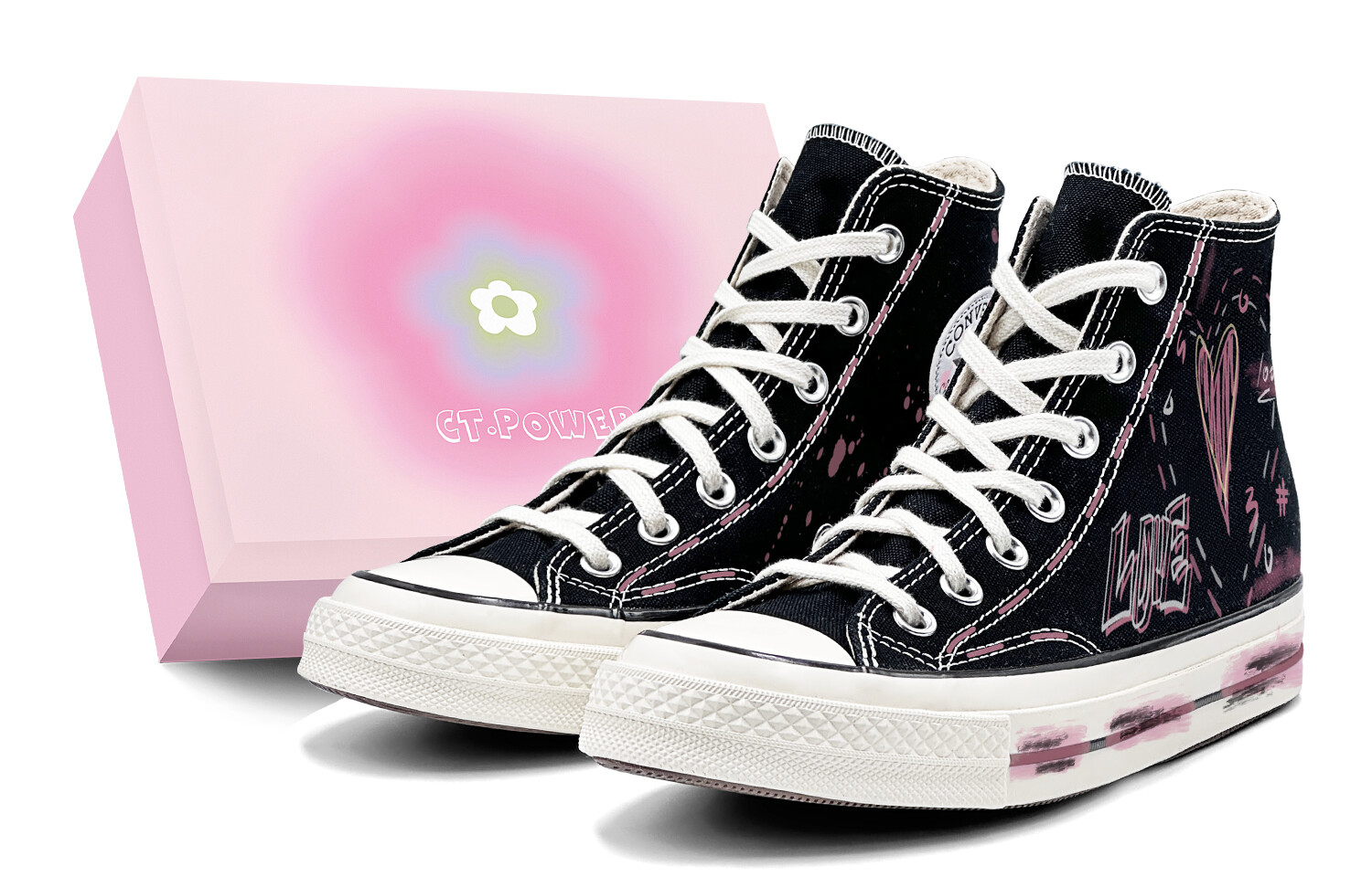 

1970-е годы Кеды унисекс с высоким берцем розового цвета Converse