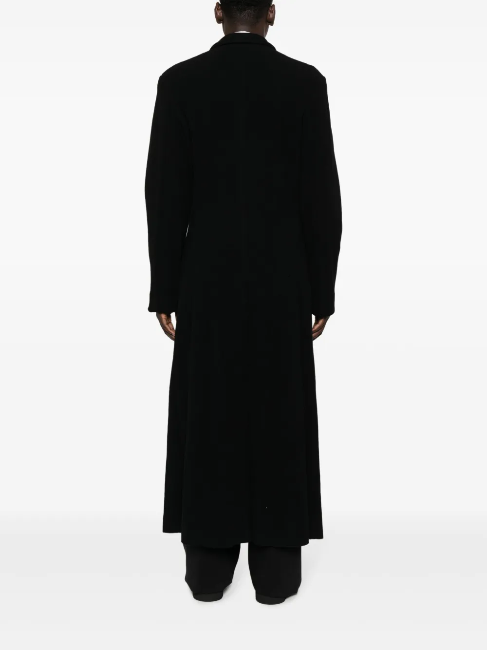 Однобортное пальто с заостренными лацканами Yohji Yamamoto, черный — фото 4