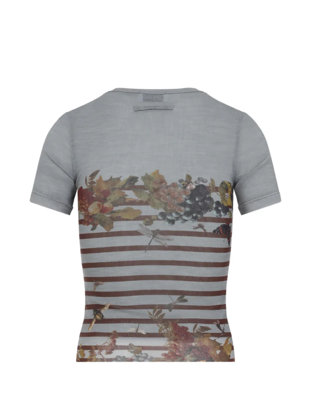 

Футболка в полоску с цветочным принтом Jean Paul Gaultier, серый