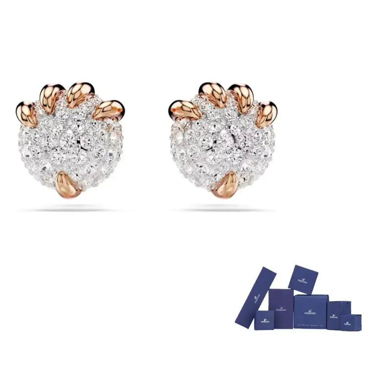 

Swarovski Искусственные хрустальные позолоченные розовым золотом серьги-гвоздики Gold/White
