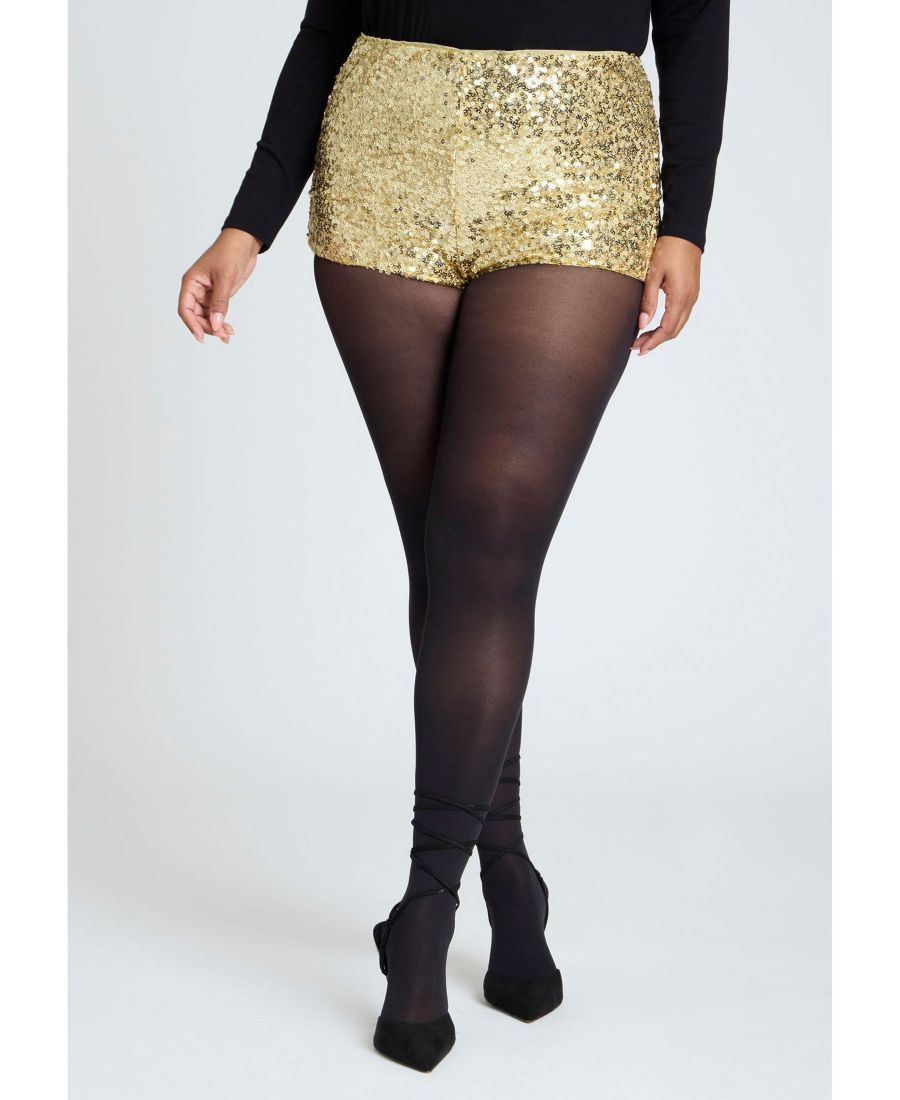 

Женские шорты больших размеров с пайетками ELOQUII, Gold shimmer