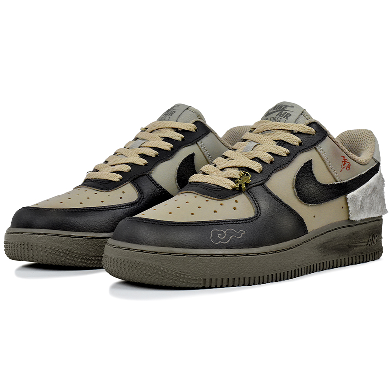 Nike Кроссовки для скейтбординга Air Force 1 с износостойким низким верхом, унисекс, черный и коричневый — фото 4