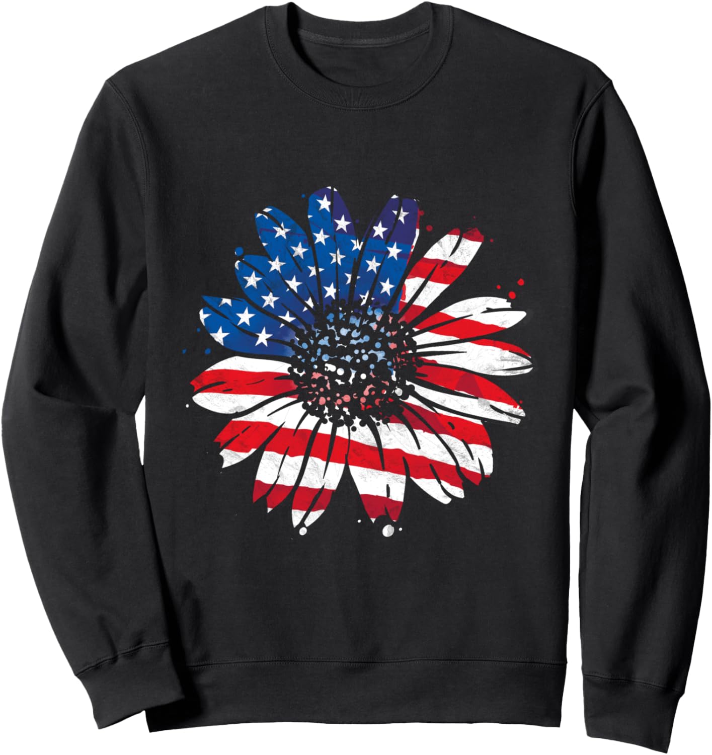 

Винтажная толстовка с американским флагом и подсолнухами «Счастливого 4 июля» для девочек 4Th Of July America Independence Day Usa Store, черный