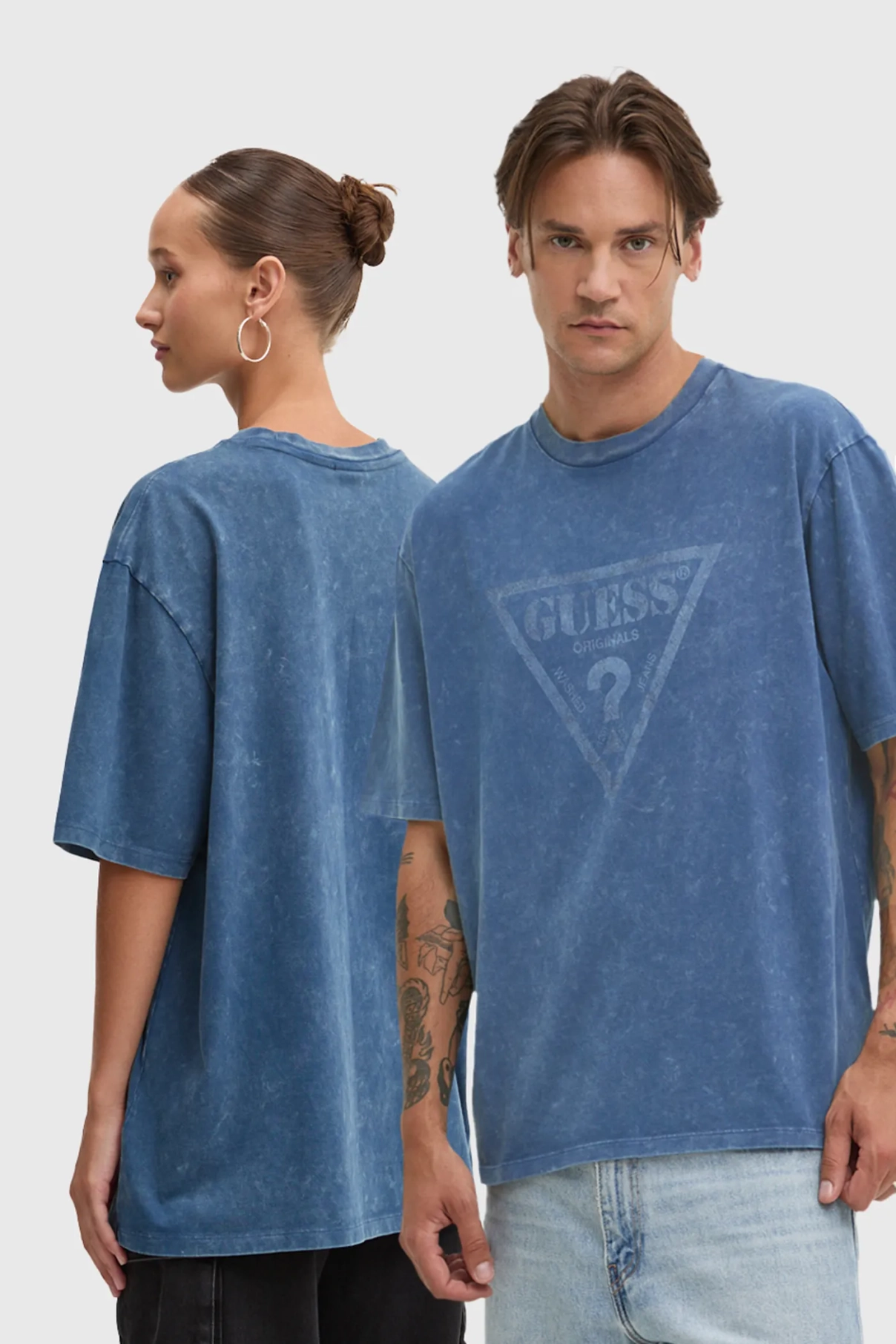 

Хлопковая футболка Guess Originals, синий