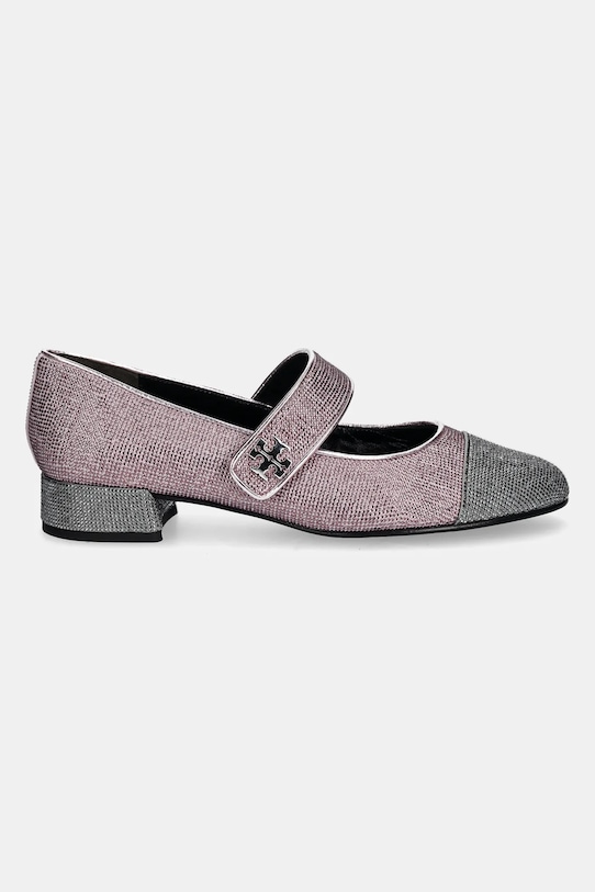 Замшевые туфли с мыском Mary Jane на низком каблуке с паве Tory Burch, розовый — фото 2