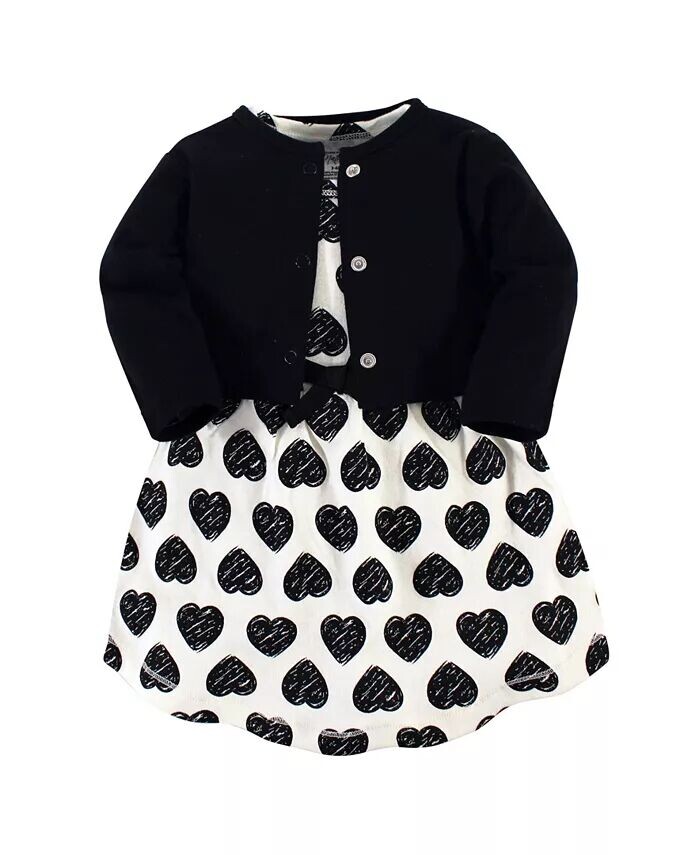 

Комплект из 2 предметов платья и кардигана из органического хлопка для девочек-подростков, сердце Touched By Nature, черный