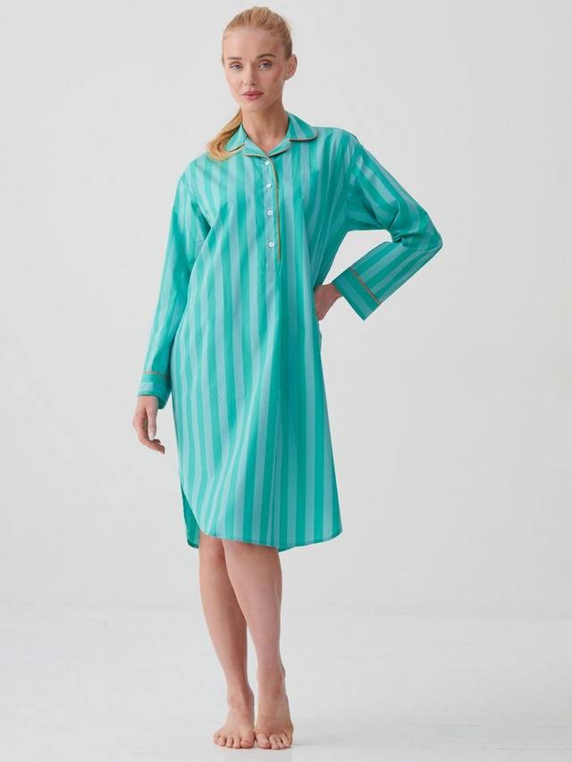 

Нью-Йорк хлопковая ночная сорочка с длинными рукавами British Boxers, Turquoise