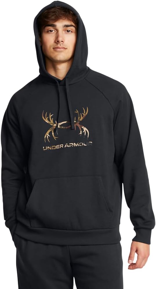 

Толстовка Under Armour Men's Rival Fleece Antler Wordmark с капюшоном | Мужская толстовка из ультрамягкой хлопковой смеси | Спортивная худи, Black