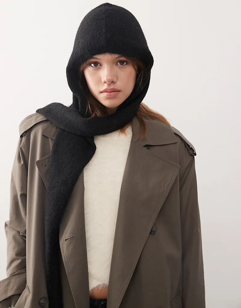 

Шарф с капюшоном Weekday черного цвета