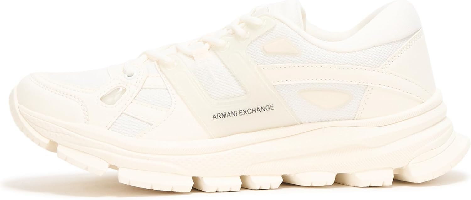 Мужские массивные кроссовки Armani Exchange Crash, слоновая кость — фото 2