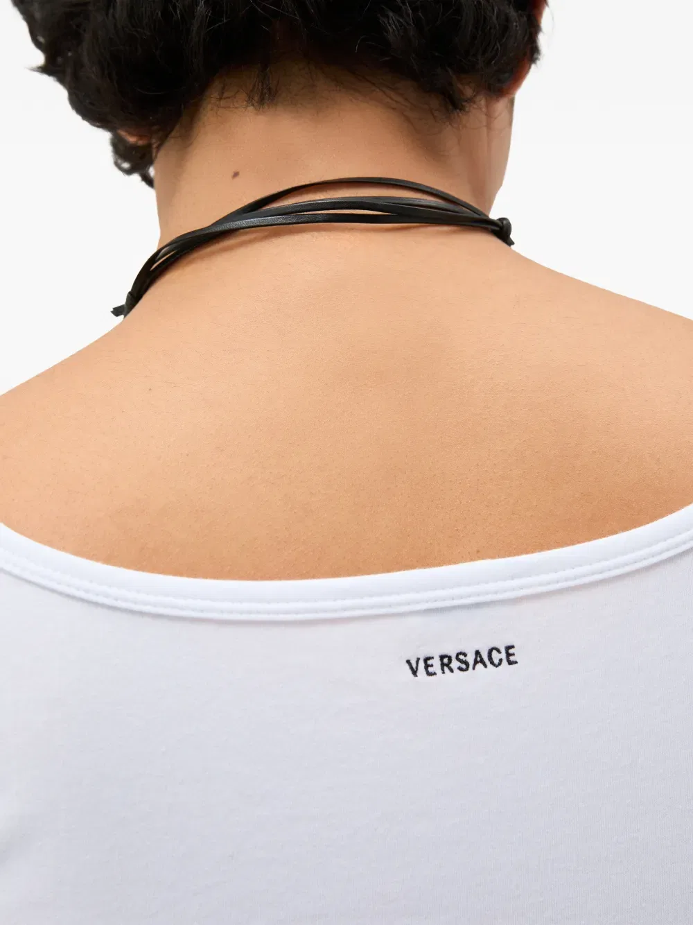 Майка из хлопкового трикотажа с вышивкой Versace, белый — фото 4