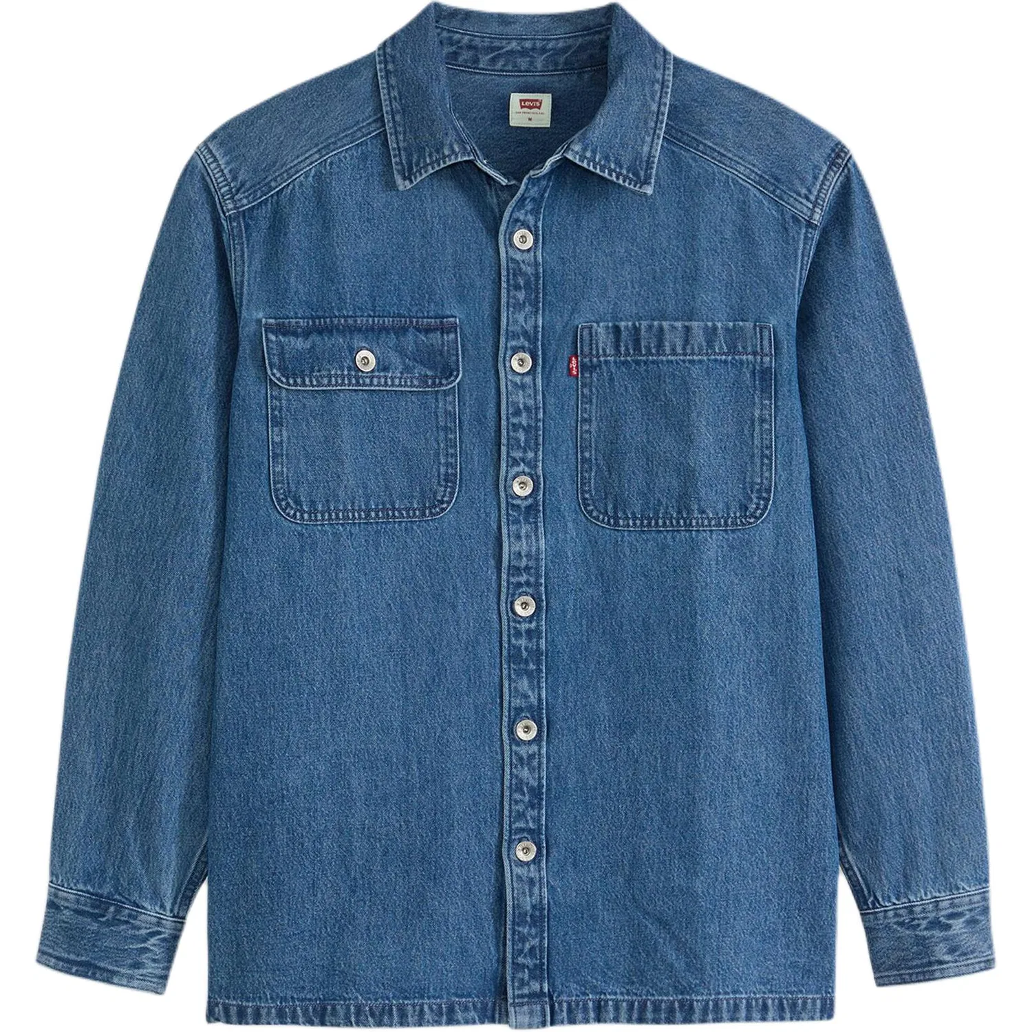 Рубашка мужская, medium, washed, лацкан, деним Levis, Medium Washed