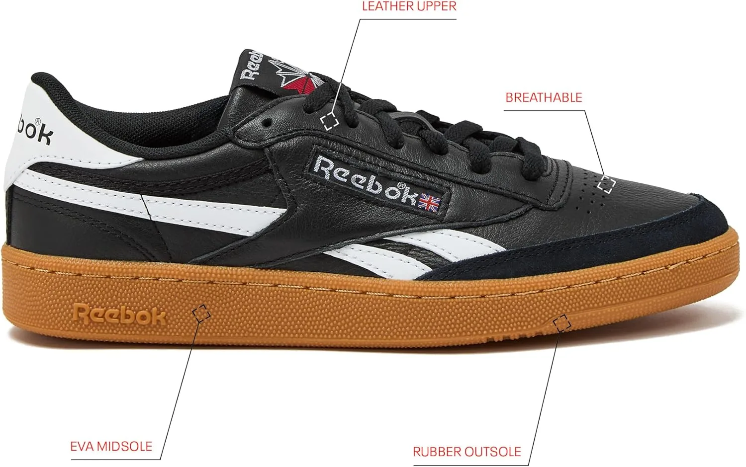 Мужские кроссовки Reebok Club C Revenge Vintage - повседневная теннисная обувь для мужчин, размеры от 7 до 15, белый — фото 2