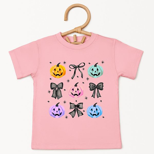 

Футболка с коротким рукавом для малышей Coquette с ярким принтом в виде тыквы The Juniper Shop, Pink