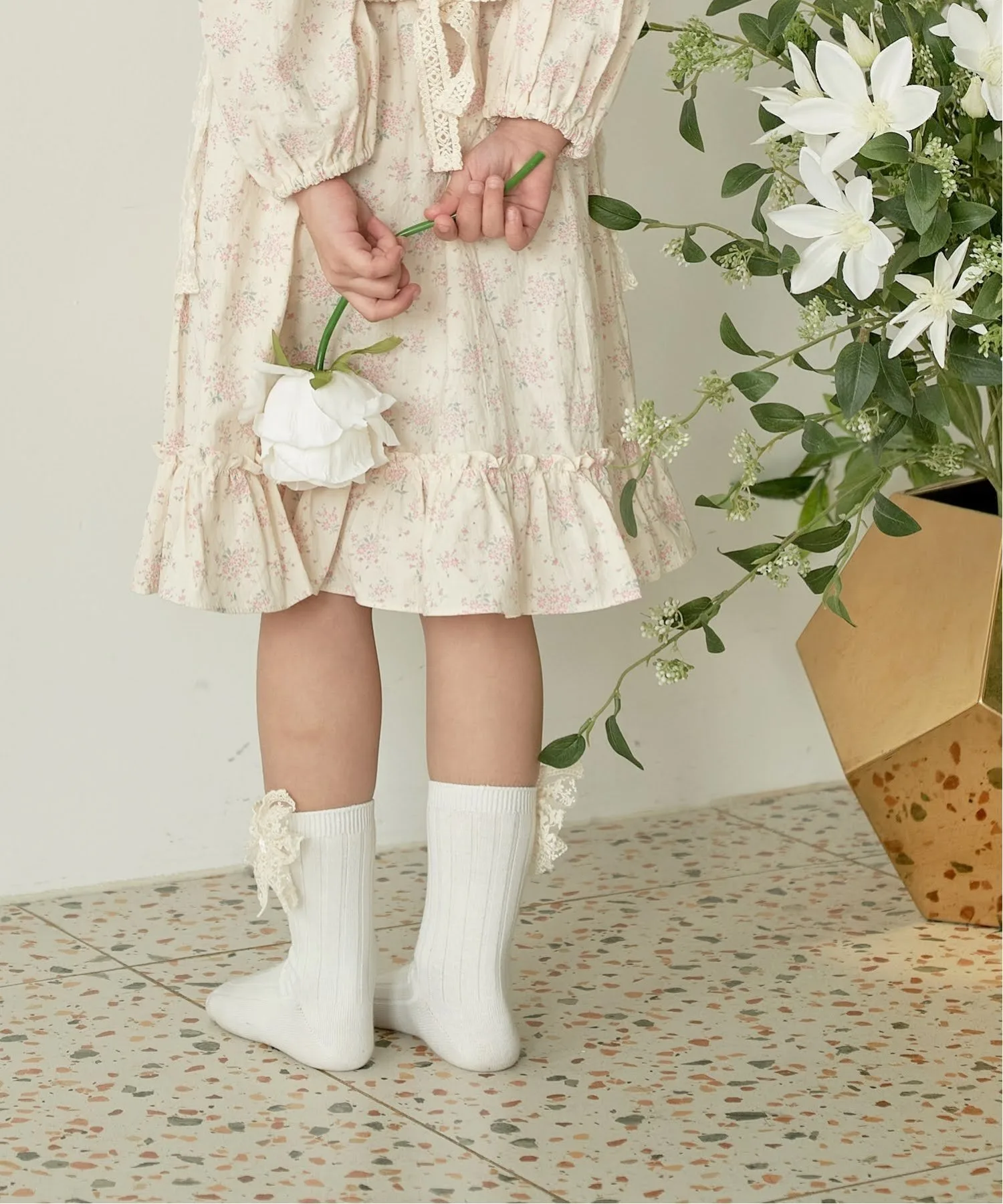 Длинные носки Letoca с лентами (2 цвета) Rora, Off white — фото 3