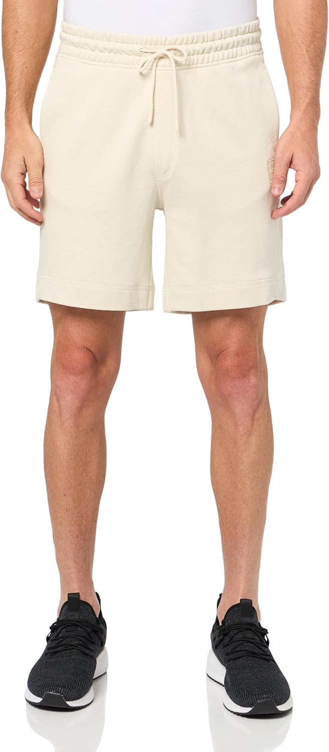 

BOSS Мужские шорты Soft French Terry с логотипом, Creamy Oat