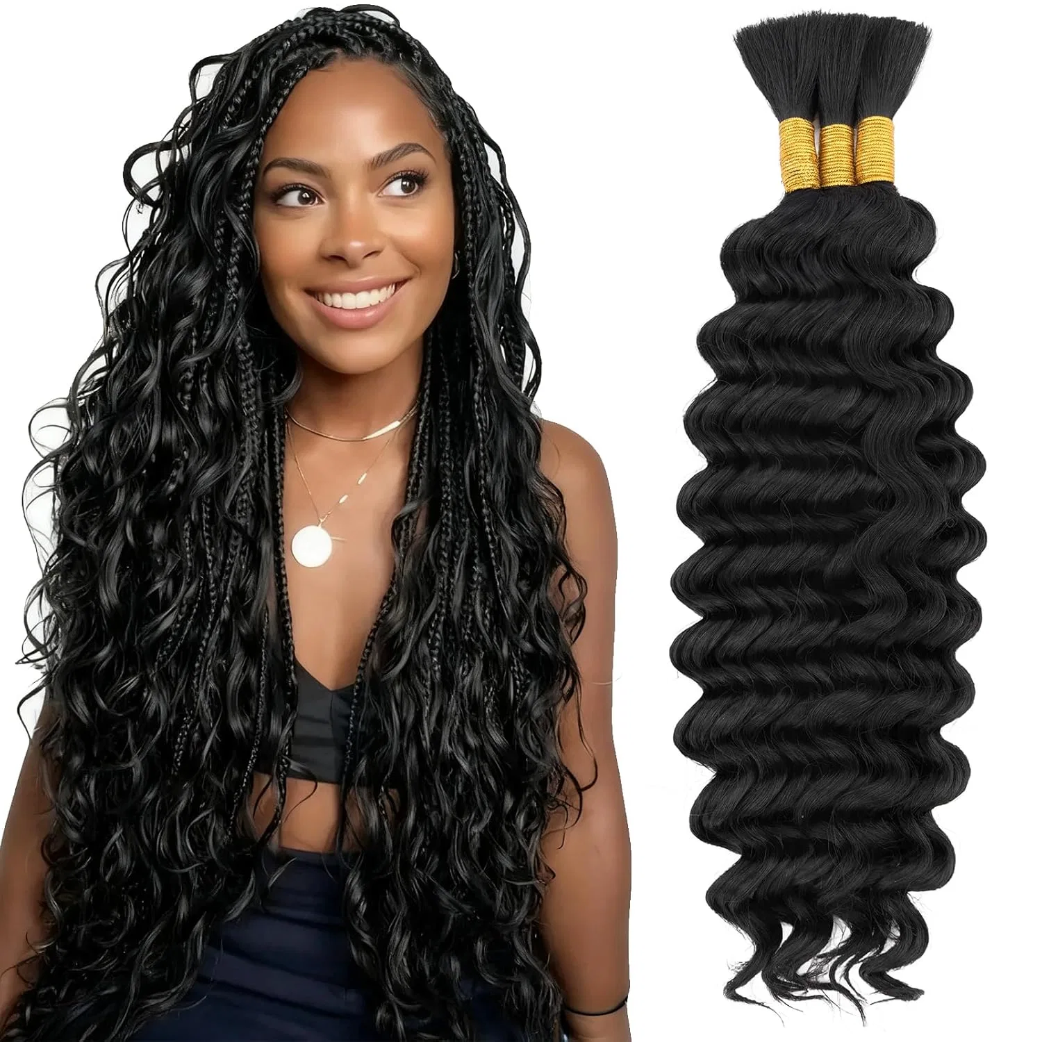 Натуральные волосы для плетения «Water Wave Boho Braids» 60 см от Silk-co Silk-Co, Water Wave-3 Bundles
