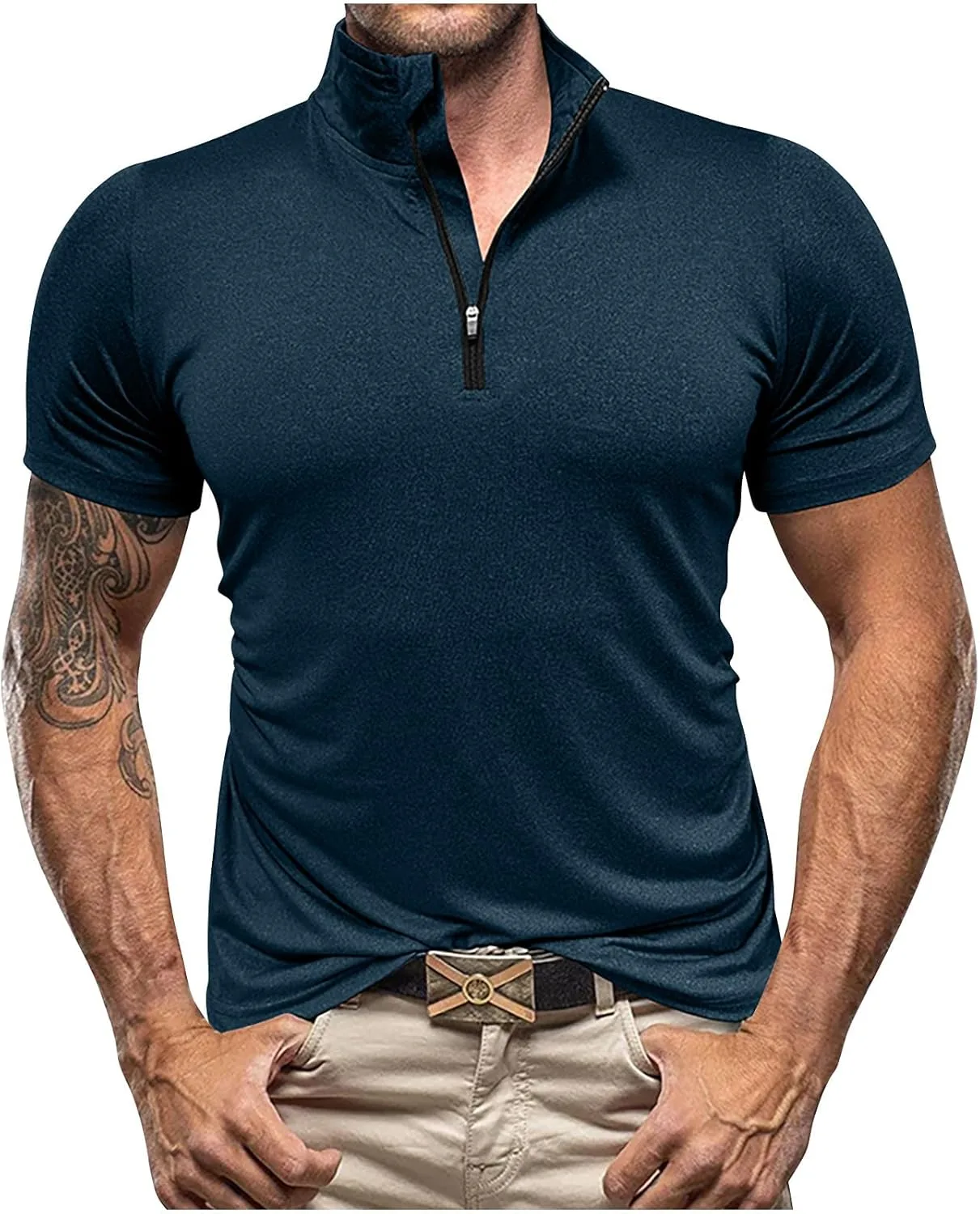 

Мужская поло с коротким рукавом Casual Slim Fit QUNPIU