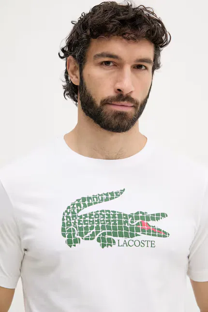 Футболка из эластичного хлопка Lacoste, бежевый — фото 4