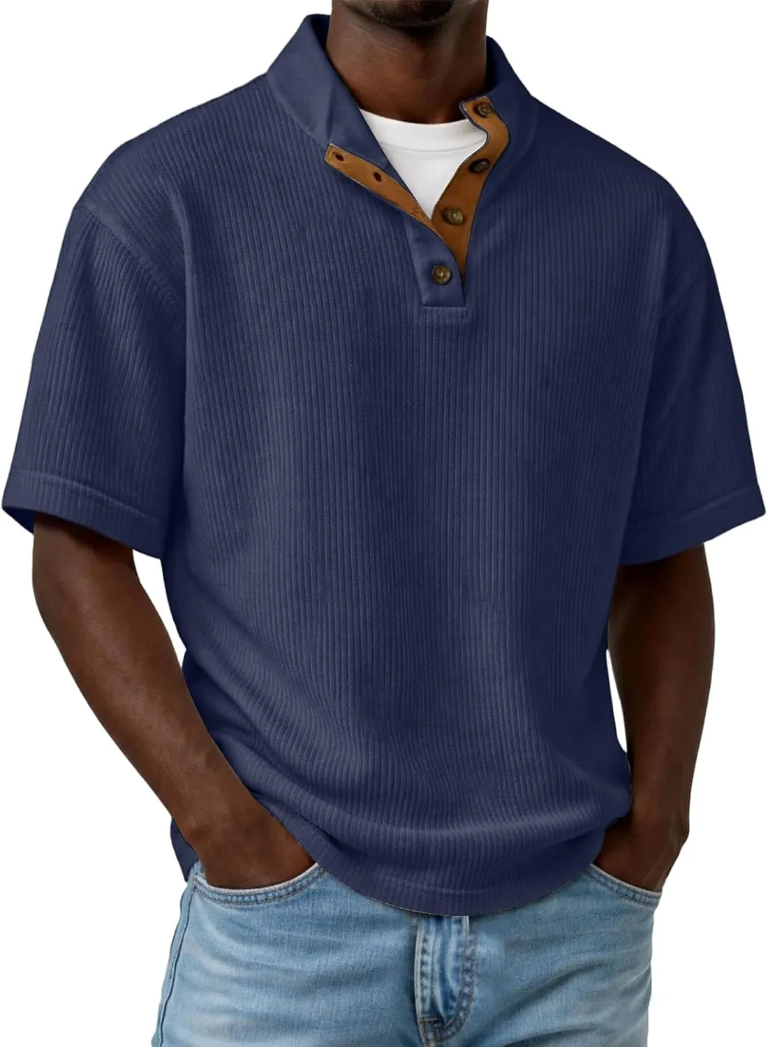 

Мужская рубашка с коротким рукавом Casual Linen Henley SdGgsgv