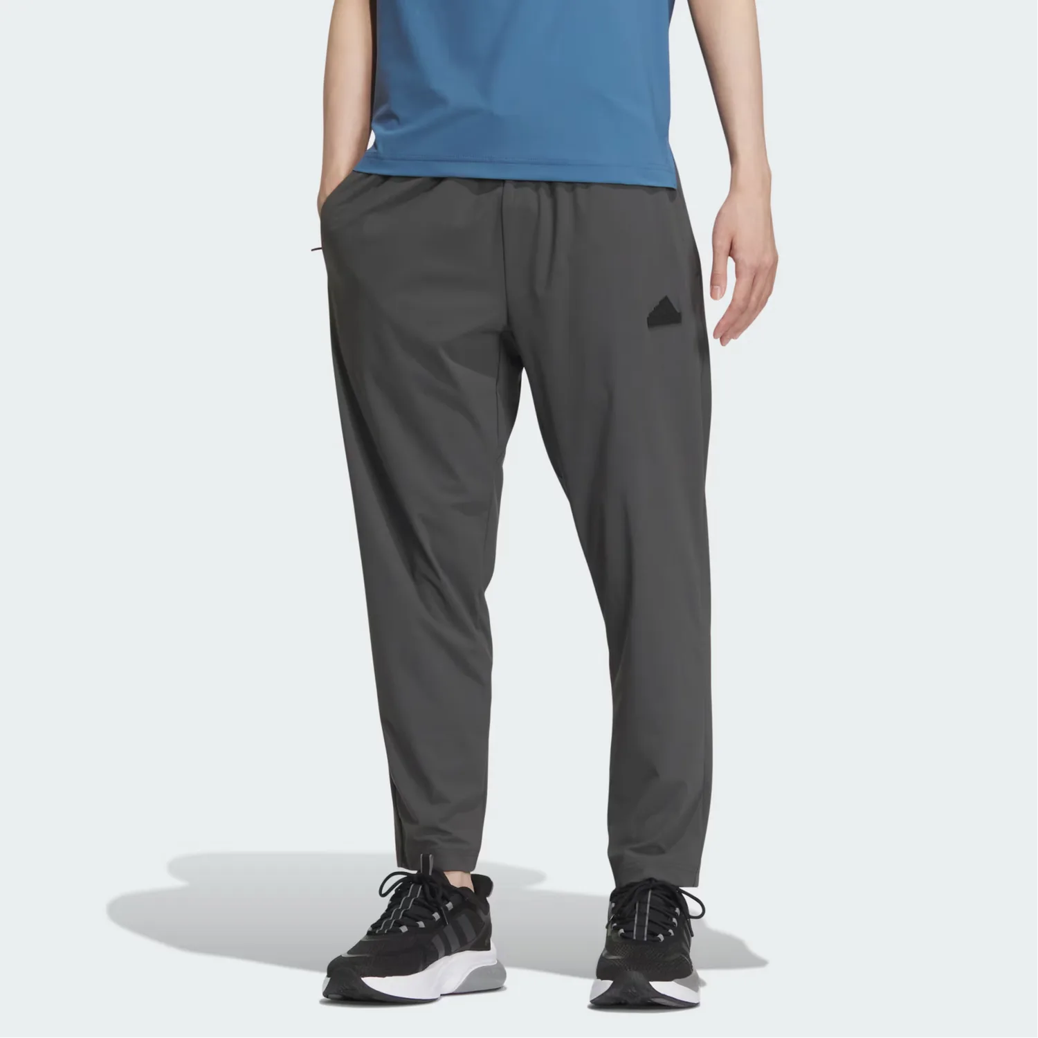 Adidas Вязаные спортивные штаны мужские однотонные темно-серые — фото 4