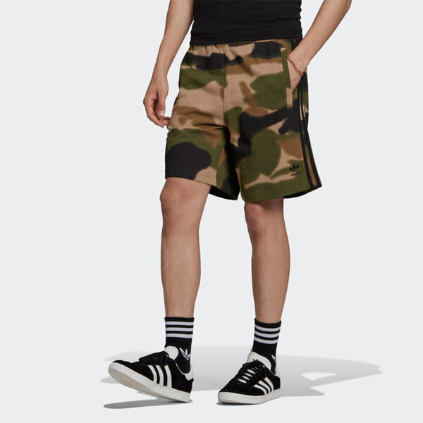 Шорты originals camo 3-stripes camouflage loose sports shorts green Adidas, зеленый — фото 3