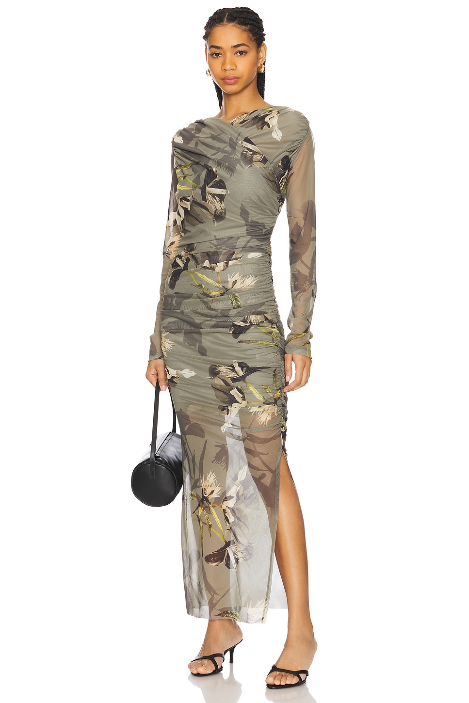 

Платье из сетки Hanako Allsaints, emerge olive green