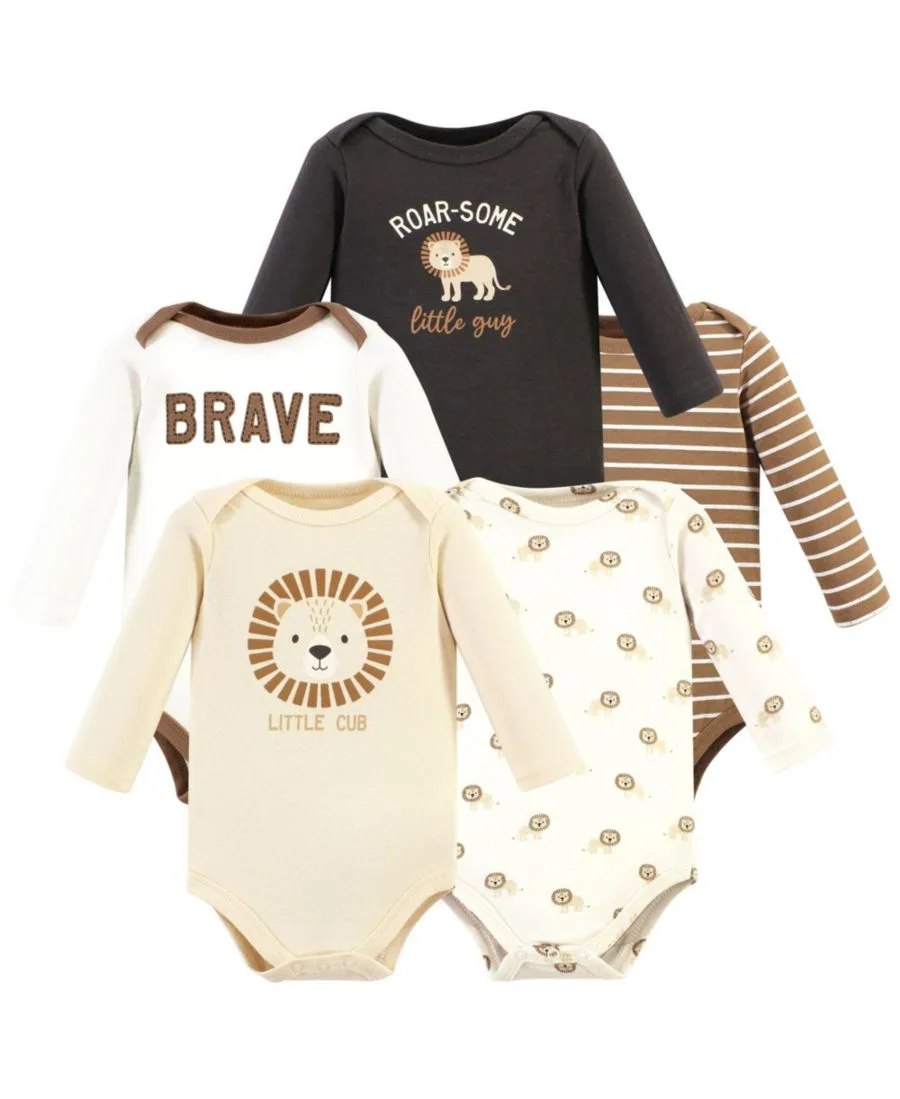 Коллекция из пяти хлопковых боди с длинными рукавами Hudson Baby, Brave Lion 5 Pack