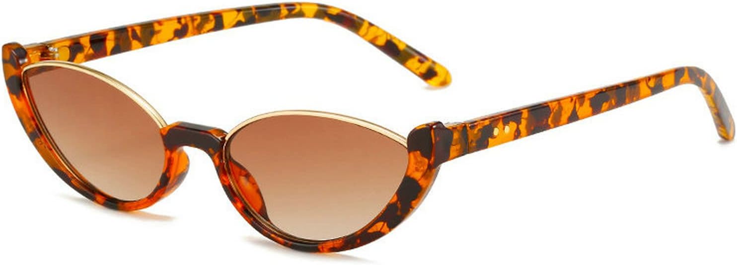 

Уникальные маленькие солнцезащитные очки в стиле хип-хоп для женщин, ретро-стиль, полуободковая оправа, «кошачий глаз», мужские солнцезащитные очки UV400 COTIA, Leopard