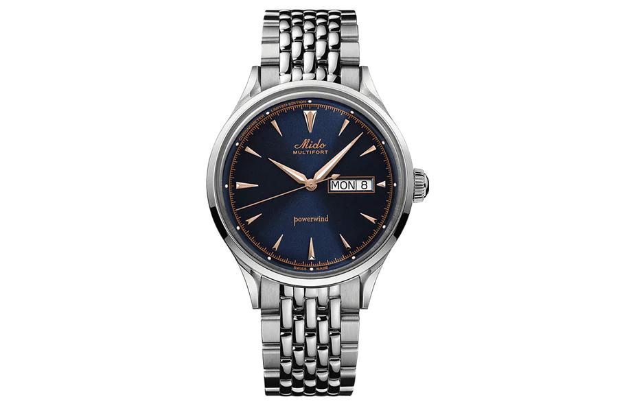 

MIDO Часы Helm Automatic Mechanical Movement Men's Watch Watch 40mm Blue Dial Stainless Steel Case Stainless Steel Strap, Dark Blue