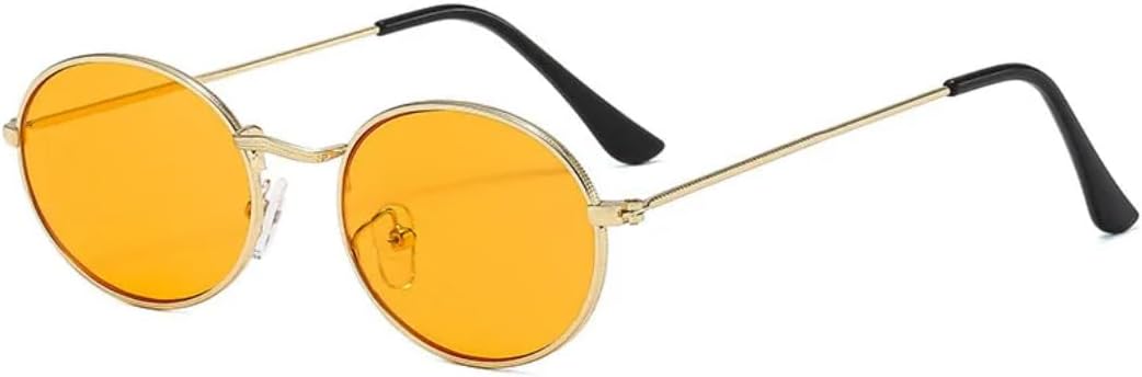 

Винтажные металлические овальные солнцезащитные очки для женщин, для активного отдыха, вождения, рыбалки, для мужчин, роскошные, с защитой от УФ-излучения UV400 TVTBBVV, Gold Orange