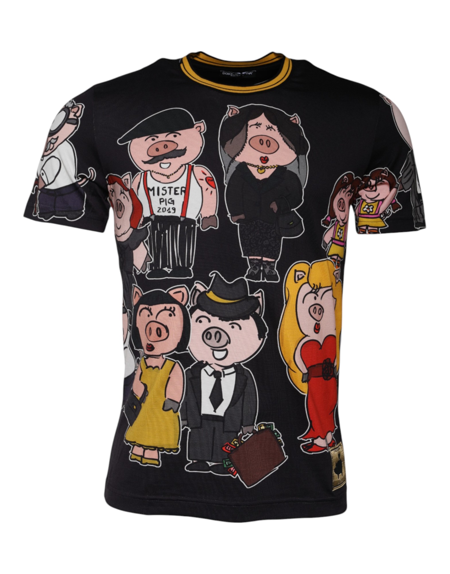 

Черная футболка с круглым вырезом 2019 года «Год свиньи» Dolce & Gabbana