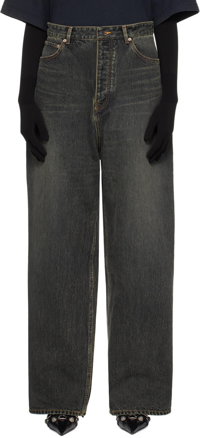 

Черные мешковатые джинсы Balenciaga, цвет Washed black