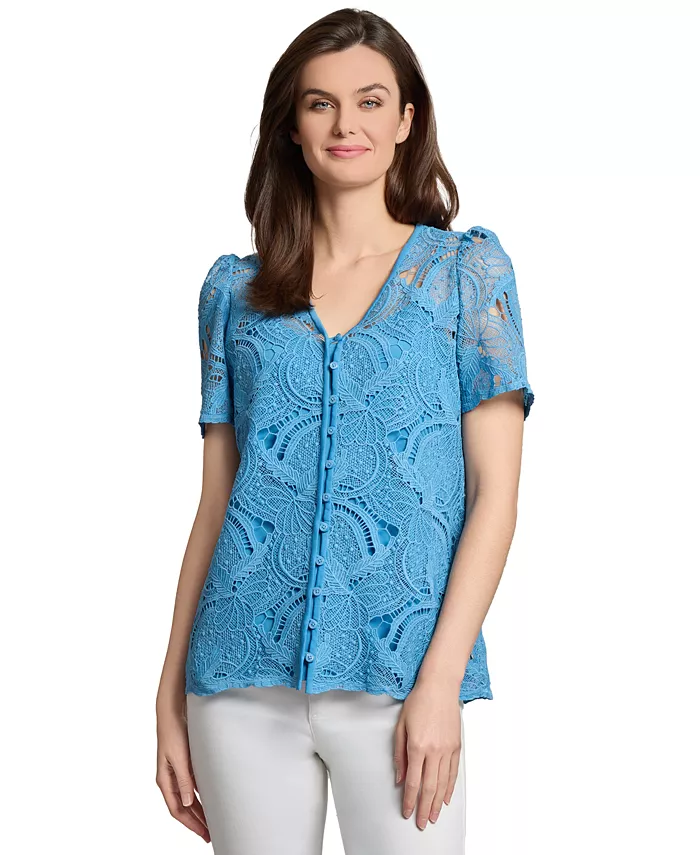 

Женская блузка Rowan Lace с коротким рукавом Jones New York, синий