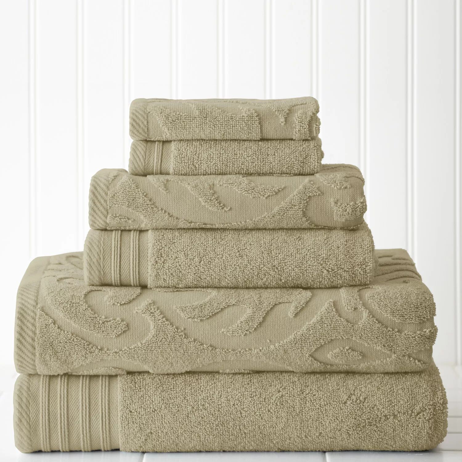 

Pacific Coast Textiles Набор из 6 жаккардовых полотенец Medallion Swirl и Solid Mix & Match из 6 предметов