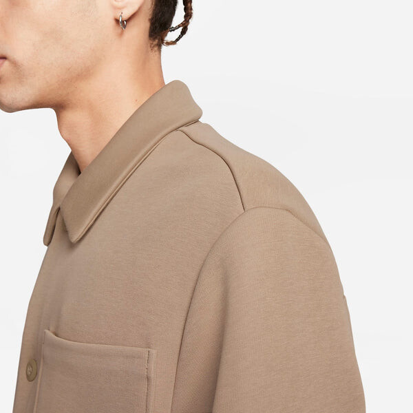 Куртка Nike Sportswear Tech Fleece Reimagined Wide Shirt Jacket 'Khaki', хаки — фото 3
