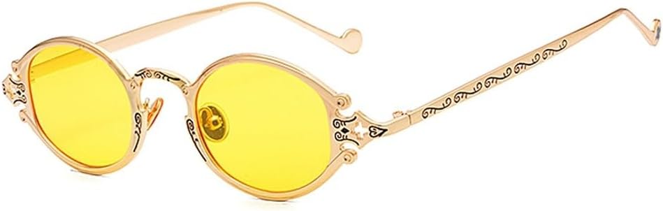 

Мужские овальные солнцезащитные очки в стиле панк, красные, женские солнцезащитные очки в стиле ретро, ​​круглые, золотистая, черная металлическая оправа, защита от ультрафиолета UV400 WNCKSQ, Gold With Yellow