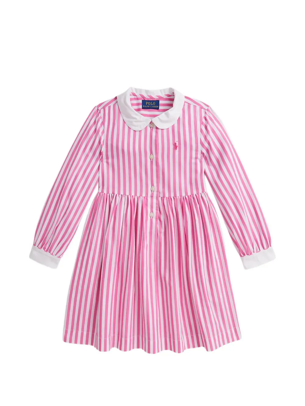 Платье в полоску с воротником POLO RALPH LAUREN KIDS, розовый