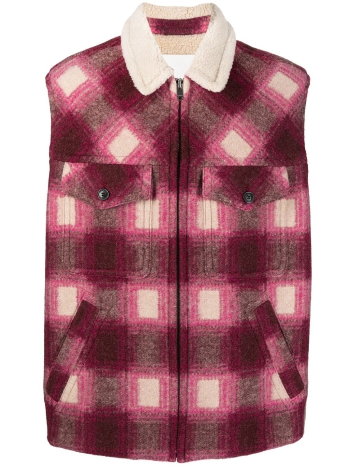

Marant Kiraneo plaid-check zip-up gilet, фиолетовый