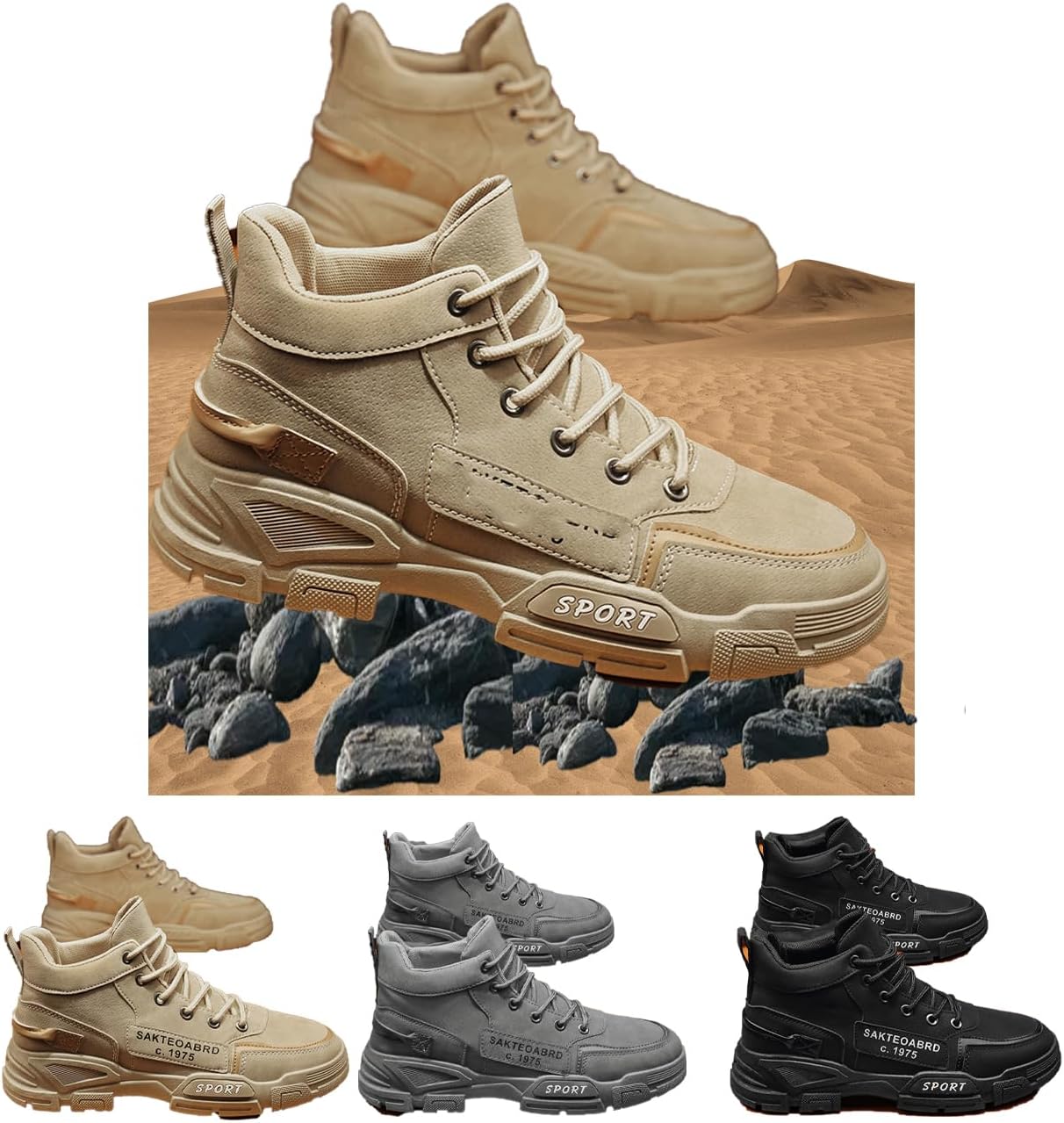 

Мужские походные ботинки для улицы, прочные и дышащие ботинки с шнуровкой, для прогулок, хайкинга и альпинизма, осень и зима Generic, хаки