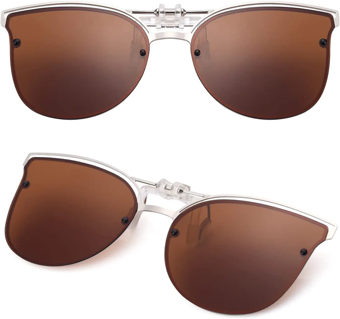 

Женские поляризованные солнцезащитные очки LUFF с откидной застежкой для вождения, винтажные солнцезащитные очки «кошачий глаз» для активного отдыха, Dark Brown