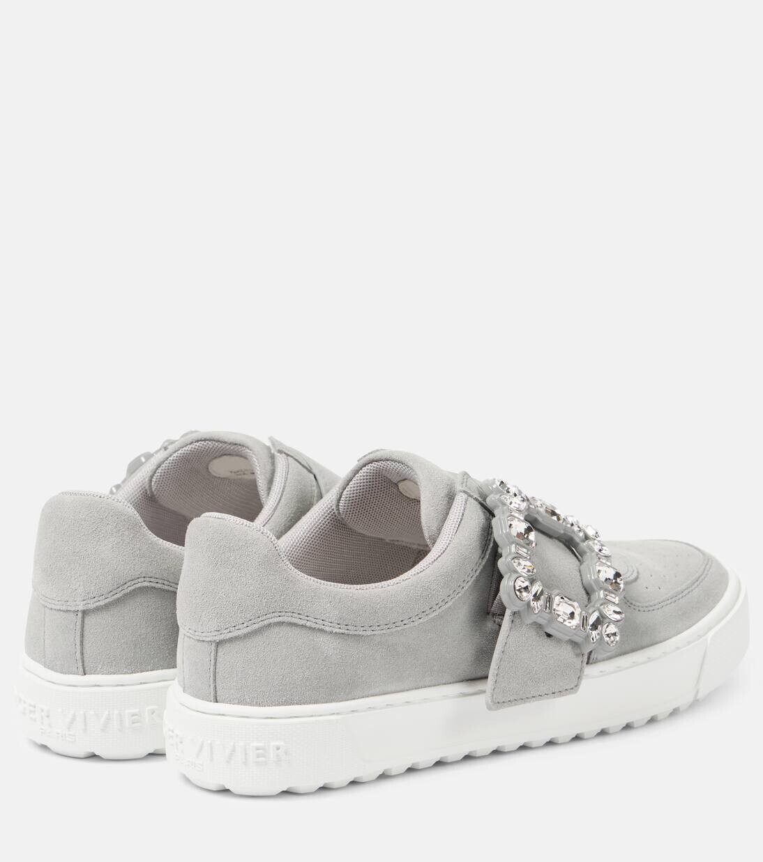 Кроссовки из замши с отделкой Very Vivier Roger Vivier, цвет grigio — фото 3