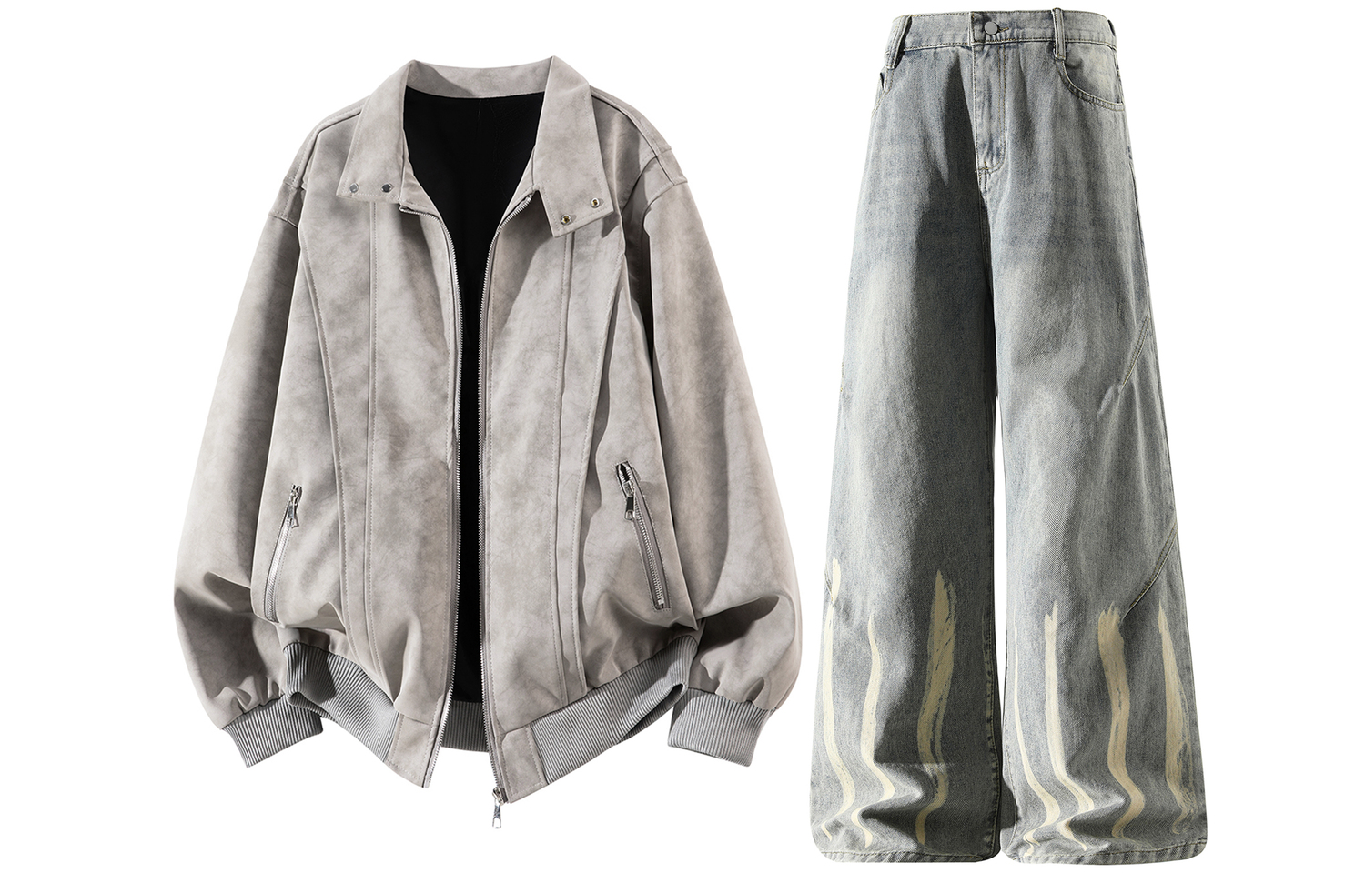 

Повседневная спортивная одежда Unisex с лацканом Lapel Moderate X1617, серый top+желтый mud pants