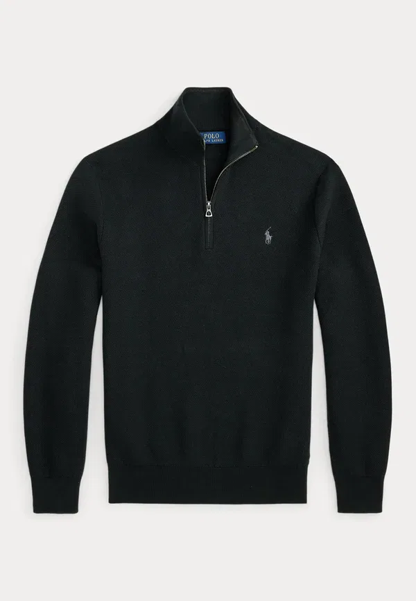 Свитер из хлопкового трикотажа с четвертной молнией Polo Ralph Lauren, черный — фото 4