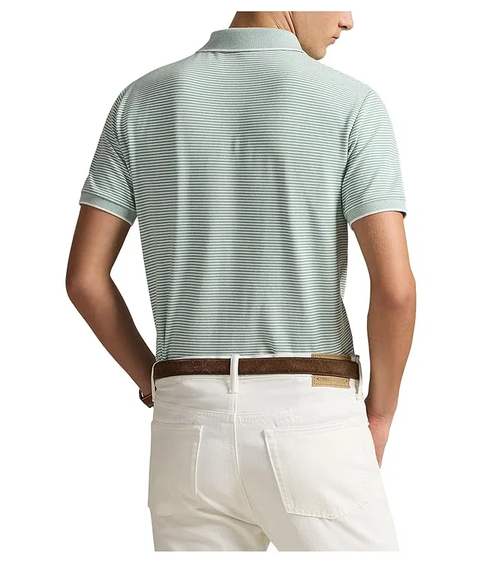 Поло Custom Slim Striped Stretch Mesh Polo Ralph Lauren, Faded Mint/White — фото 3