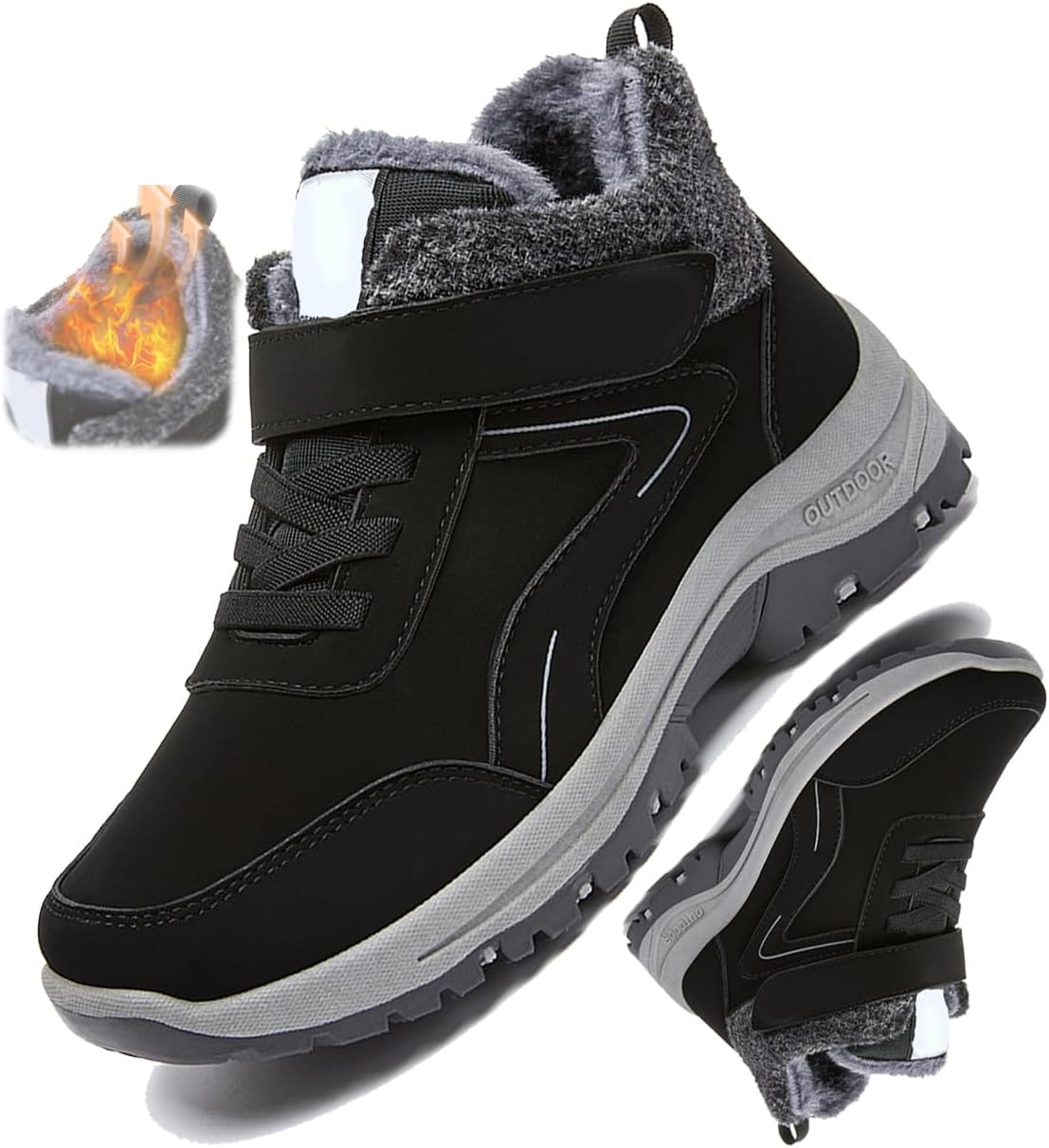 

Женские зимние снежные ботинки водонепроницаемые, с амортизирующей подошвой против скольжения, ортопедические, унисекс, теплые походные ортопедические ботинки Generic, черный