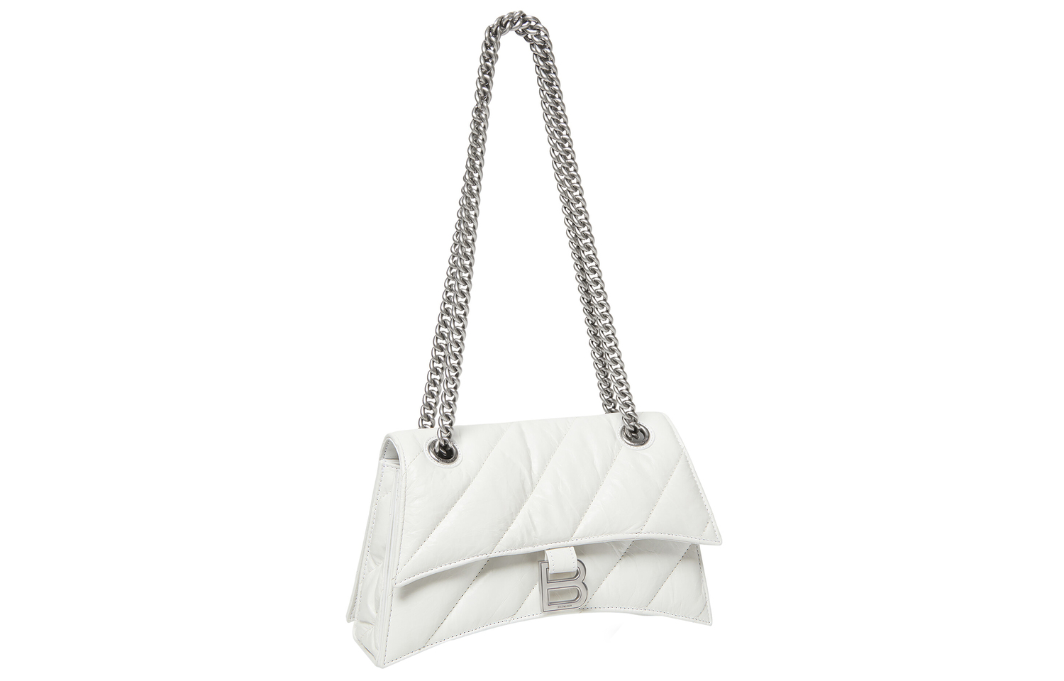Женская сумка Balenciaga Crush Small Chain стеганая оптический белый — фото 2